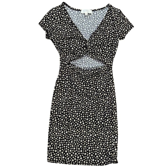 Jessica Simpson Bodycon Cutout Black Daisy Mini Dress Women’s S Spring Floral - Picture 1 of 10